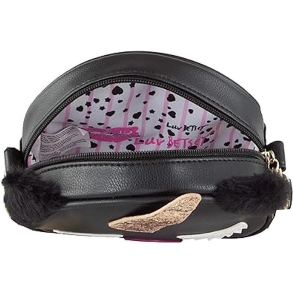 Betsey Johnson Black‎ Unicorn Cat Canteen Crossbody Bag NWT $53 MSRP Halloween - Picture 11 of 16